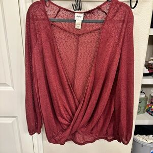 Daytrip Burgundy Deep V Cut Top